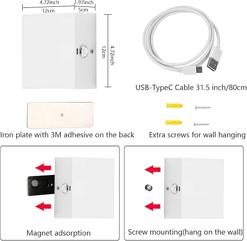 Miniatura 4 de Lámpara de pared RGB a pilas, magnética, inalámbrica, regulable con interruptor de encendidoapagado, control remoto táctil, juego de 2 lámparas de