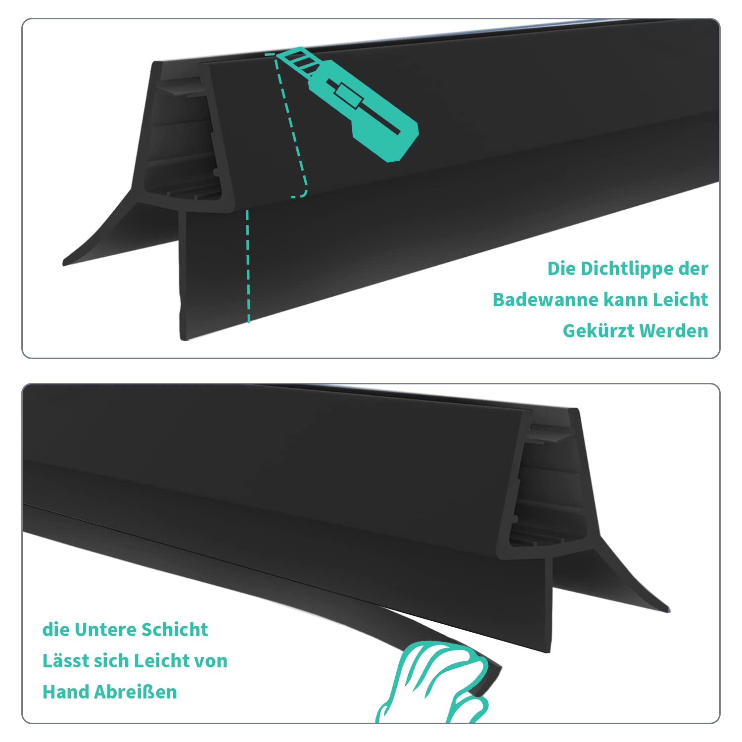Duschdichtung 100 Cm – Ersatz Für Duschkabinen, Für 4–6 Mm Glas, 2er-Pack