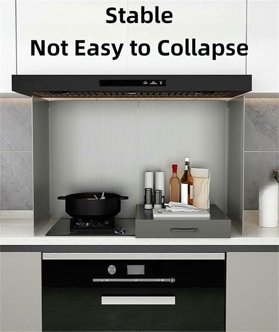 Stainless Steel Foldable Oil Splash Insulation Board Kitchen Backsplash Protector for Stove Top Wall Cooking,4 Sided Splatter Guard Anti Splatter Shield(11.8 Hx31.5 Lx15.7 D)