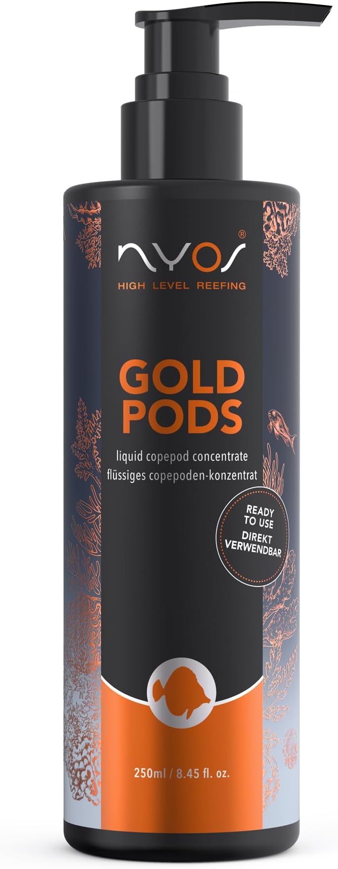 NYOS® Goldpods - Liquid Copepod Concentrate for Reef Aquariums - Calanus finmarchicus - Premium Zooplankton Food - 250ml