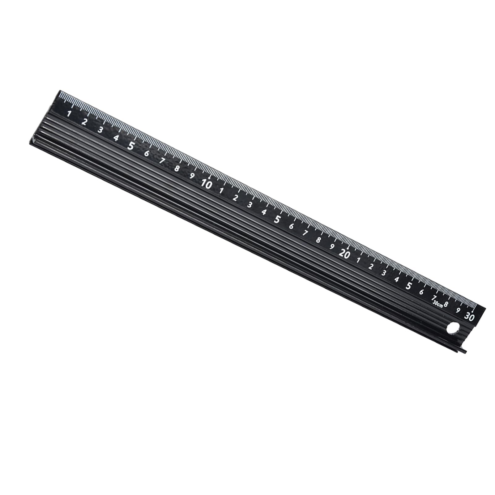 SIXRUN Aluminium-Lineal L-Typ, Schneidelineal 20cm 30cm 45cm mit Gummierter Unterseite, Rutschfest und mit Schutzplatte, für Längenmessung, Gerades Schneiden, Heimgebrauch (L-Typ 30 cm)