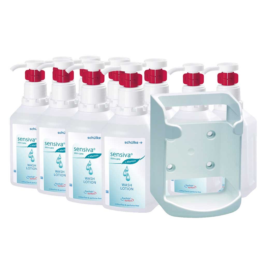 Sensiva® 10x 1000 ml Waschlotion + Wandspender - Idealer Reinigungsplatz für das gesamte Familienmitglieder