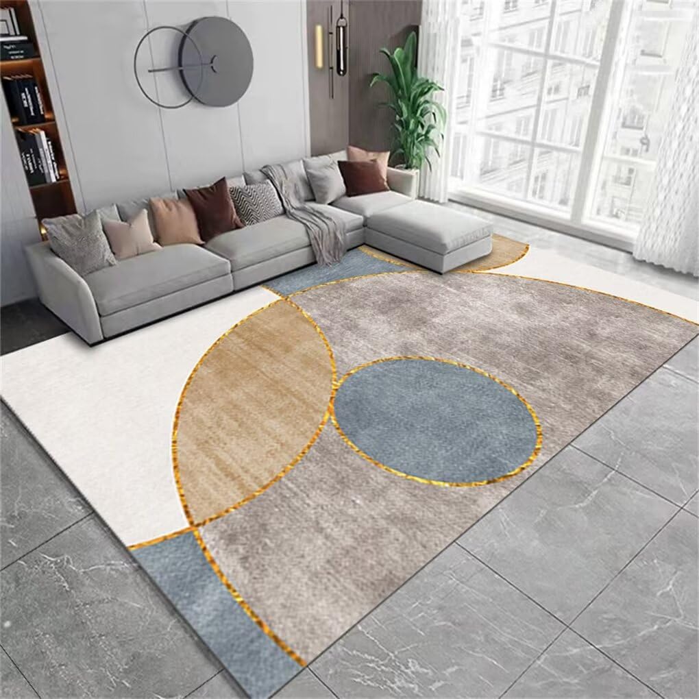 Tapis de chambre fille doux et durable bleu 160x210cm avec motifs minimalistes
