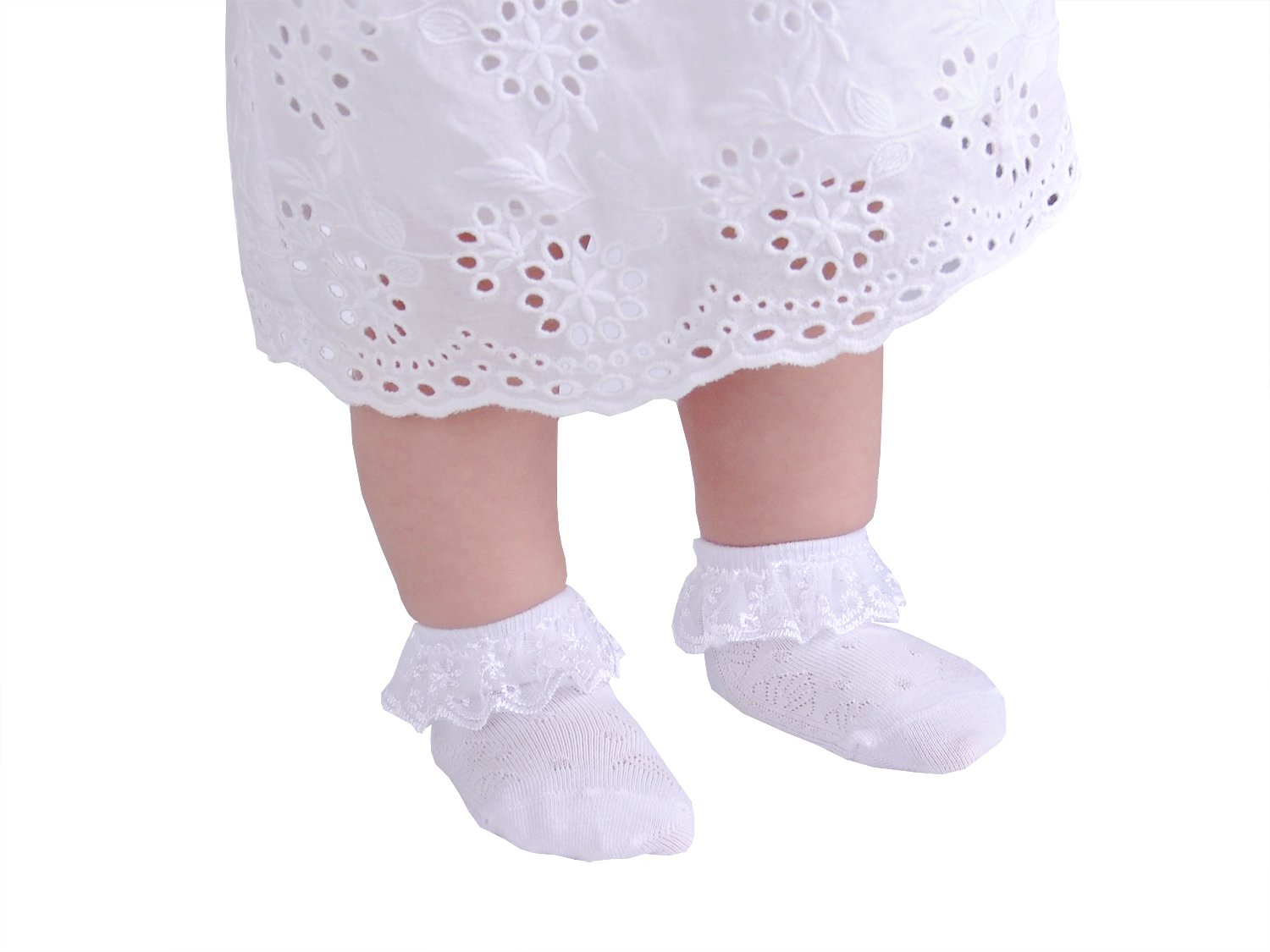 EPEIUS Calzini in pizzo con occhielli per neonate/neonate/bambine/bambine (confezione da 2/3/4/6)