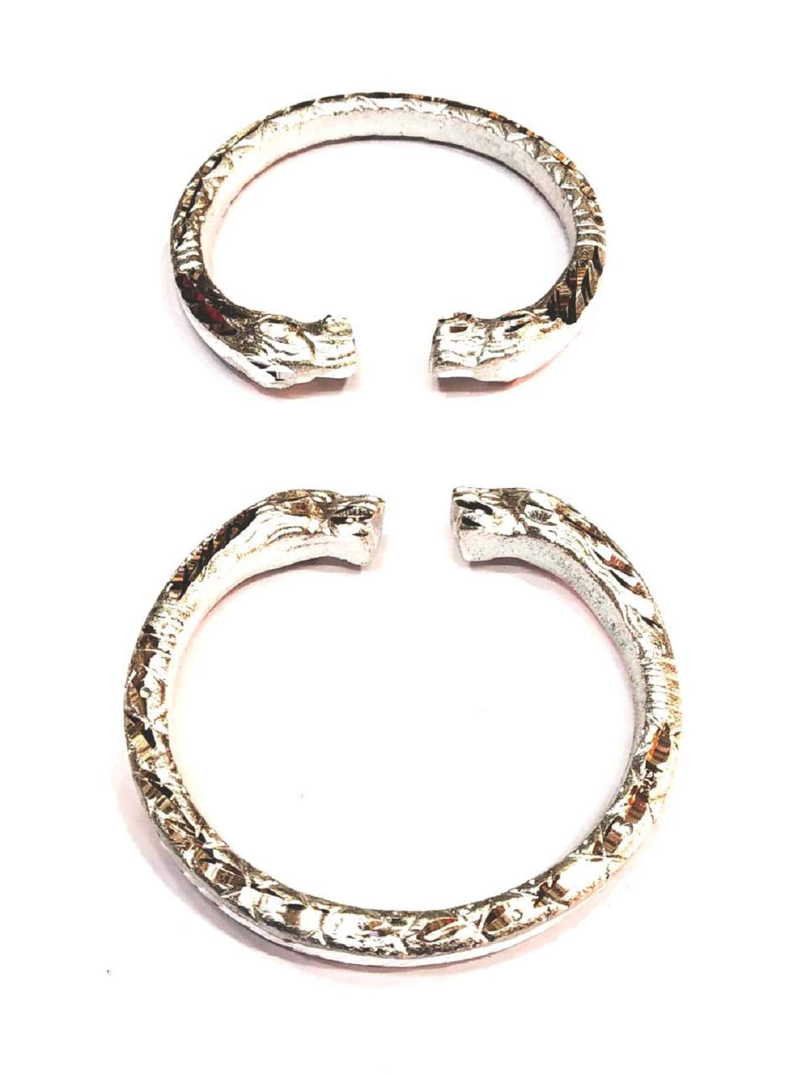 Beautifully Handcrafted Adjustable Kada/Bracelet In White Metal (Free Size) (Pack Of 2)