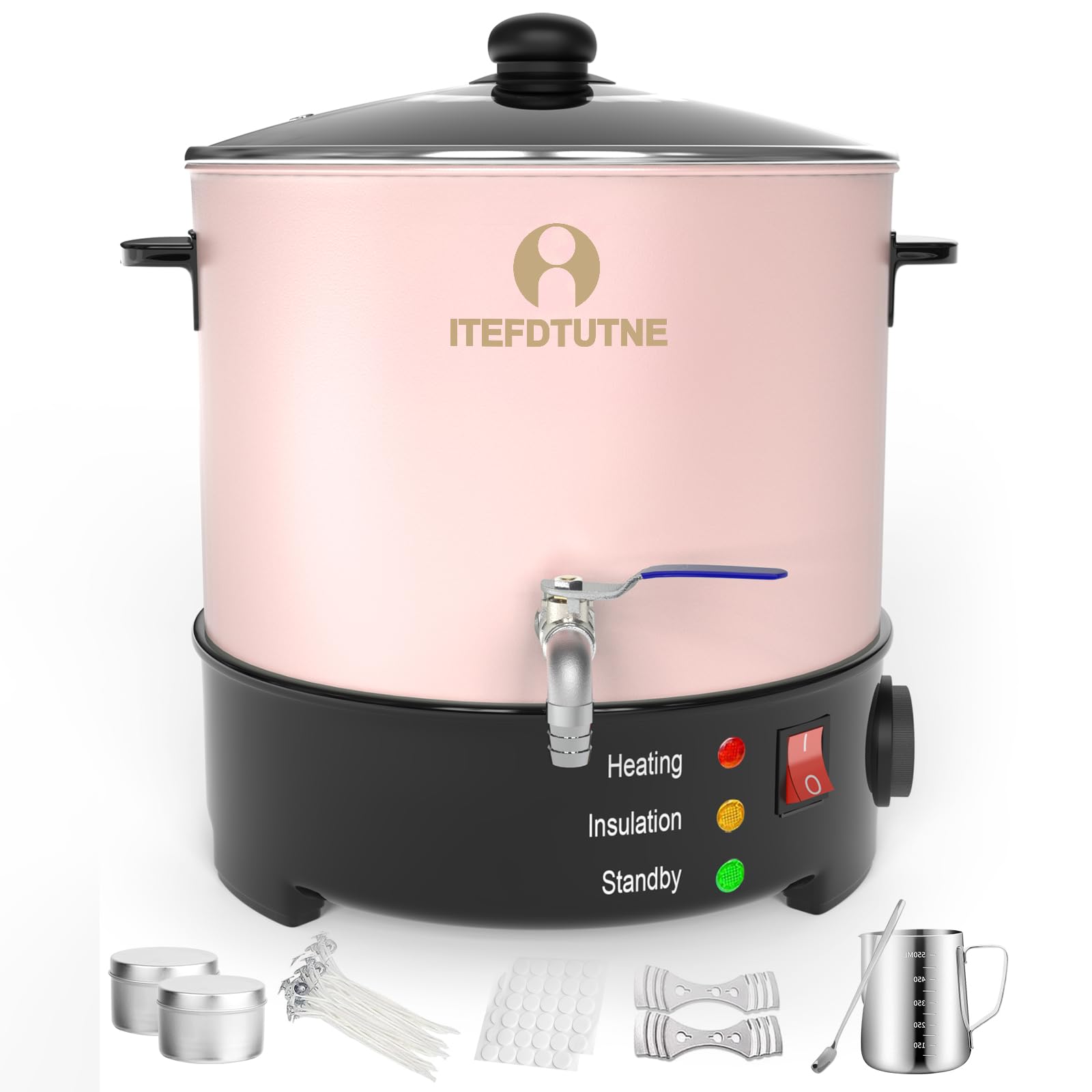 ITEFDTUTNE 10L Commercial Wax Melter for Candle Making, 10Qts/20Lbs Extra Large Electric Wax Melting Pot for Candle Business with Faster Pour Spout & Accurate Temperature Control, No Cloggy, Pink