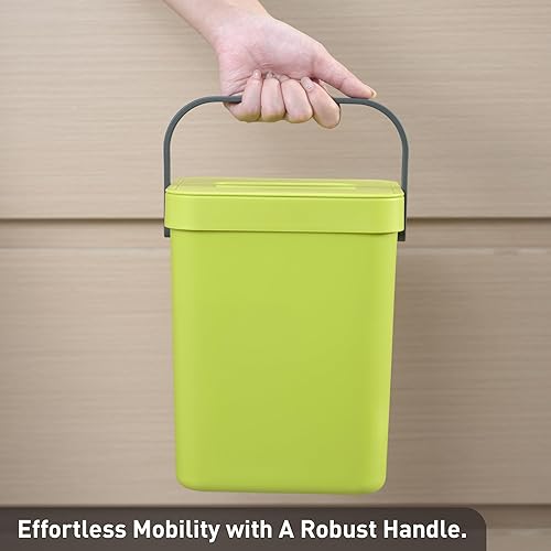 Miniatura 20 de EKO Puro - Mini bote de basura para cocina montado en la pared con tapa, organizador de residuos de alimentos, 0.79 galones / 3 litros (verde)