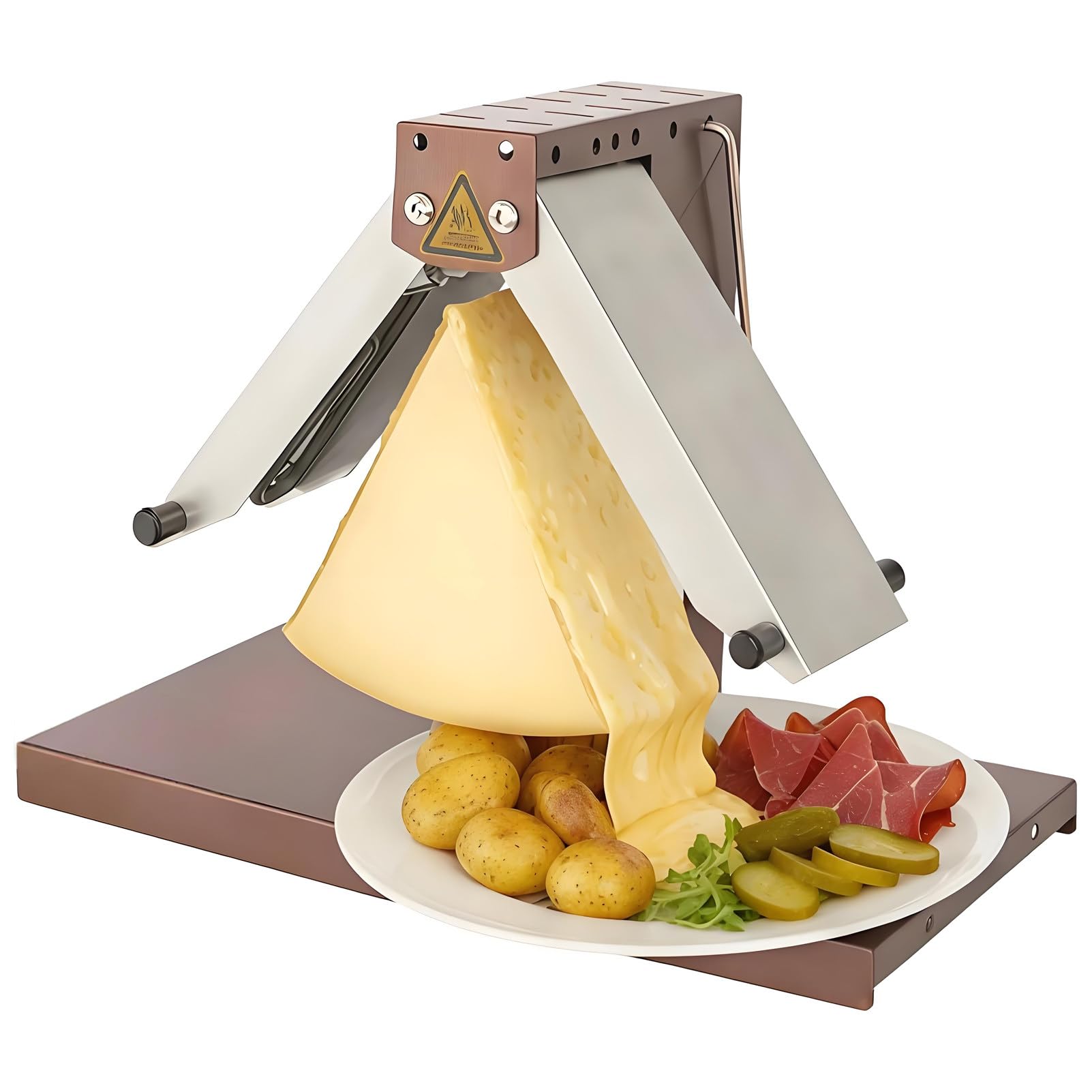 Appareil à raclette Pliable et Professionnel, 1000 W, Peu encombrant, avec résistances réglables de 0 à 90°, idéal pour Les Petites Cuisines et Les Food Trucks.