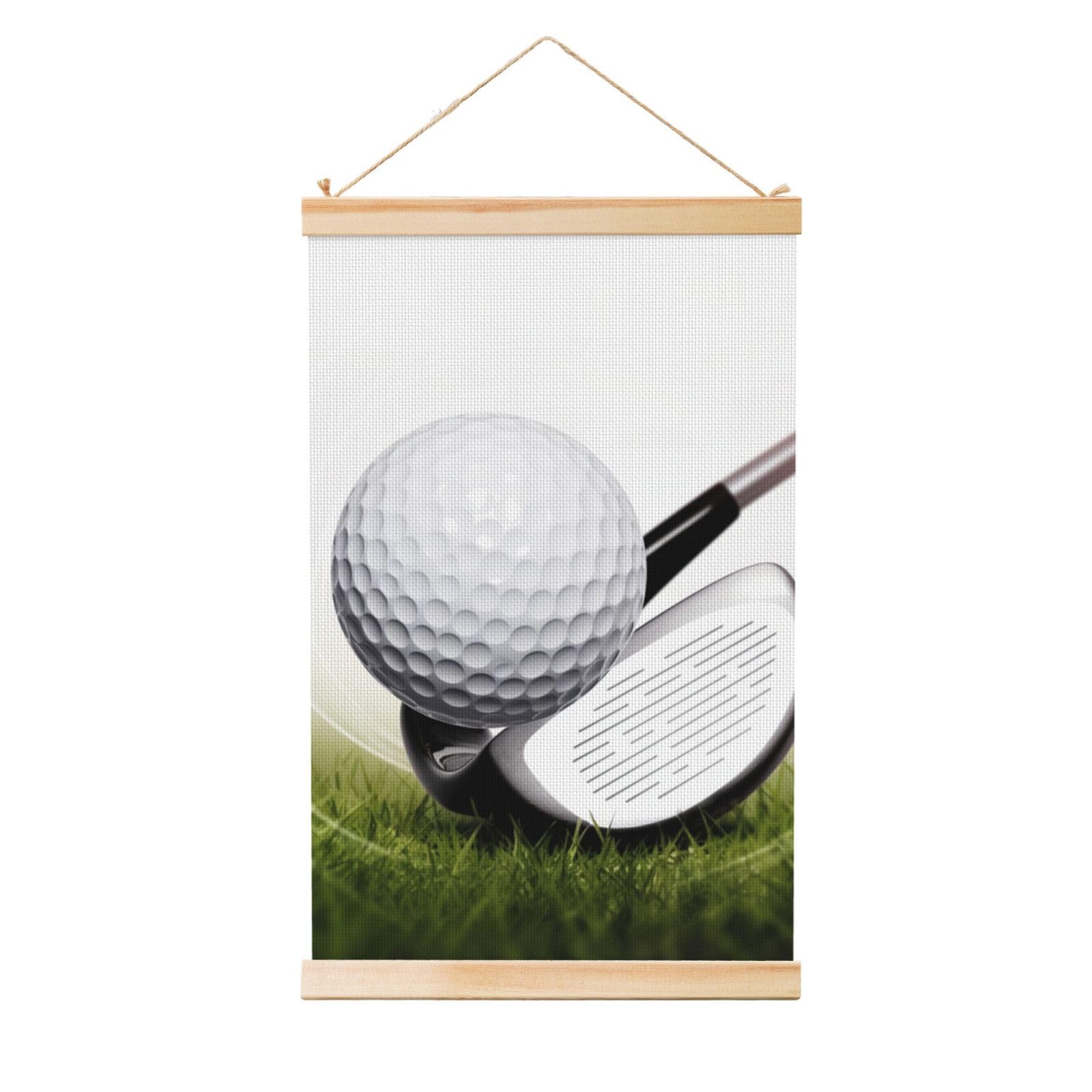 Hanging Posters Wooden Shaft Canvas Prints Wall Art Golf Club Painting Hanging Scroll Painting Wall Banner Modern Artwork Decor for Home Ready to Hang 16"x24"