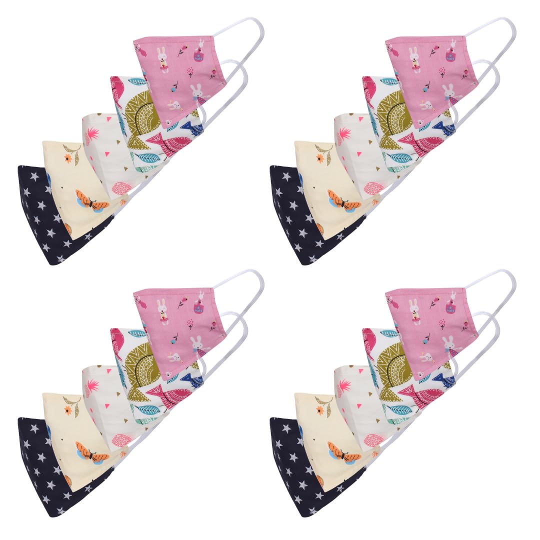 Assorted Multicolor Printed Cotton Kid Face Mask Combo (Pack of 20) | Kids Unisex Fabric Masks | Mask for Boys & Girls-image-33