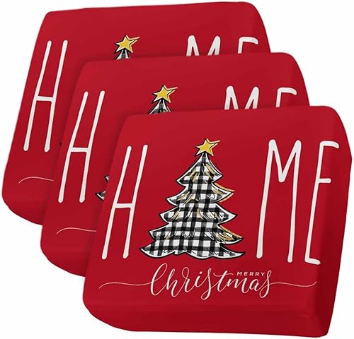 Miniatura 1 de Fundas de cojín elásticas rojas de Navidad para sofá, seccionalindividualLT, funda protectora para muebles con parte inferior elástica, diseño a