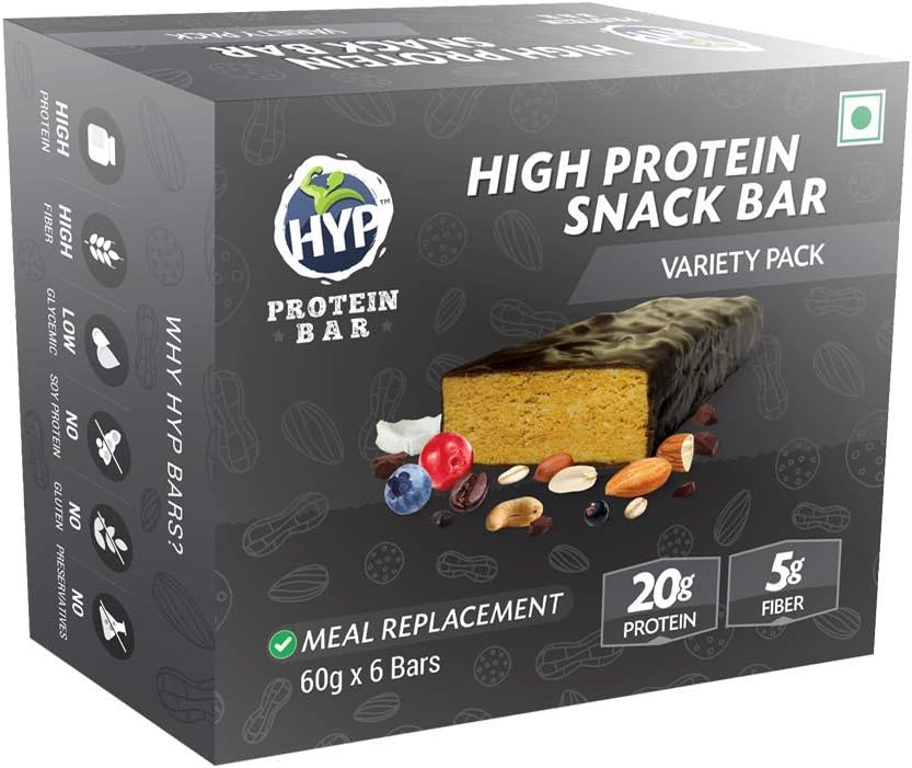 HYP Protein Bar - Meal Replacement (2Almond + 2Peanut + 2Cookies and Cream)