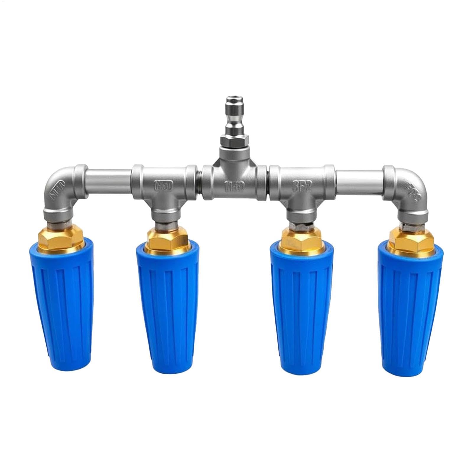 Boquilla Hidrolavadora Cuádruple Arandela Ergonómica De Acero Inoxidable | Boquilla Rociadora De Manguera De Conexión Rápida Limpieza Casera, Riego, Patio, Balcón y