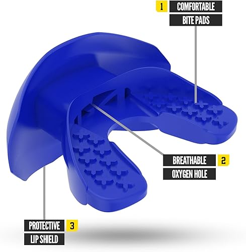 Miniatura 2 de Nxtrnd One - Protector bucal de fútbol, correa incluida, se adapta a adultos y jóvenes (azul rey)