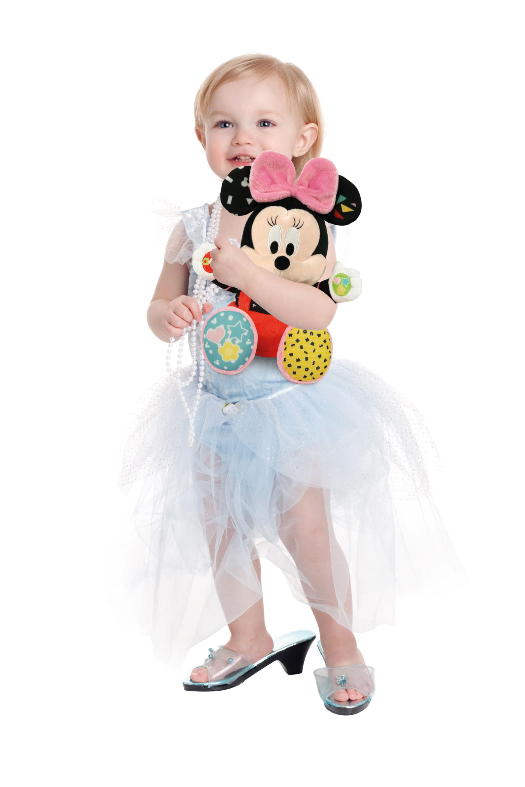 Clementoni Disney Baby Baby Minnie Gioca e Impara, Peluche e Gioco Educativo Interattivo per Bambini 6+ Mesi, Canta Filastrocche per Insegnare l'Alfabeto, Numeri e Colori, Lingua Italiana, 17304