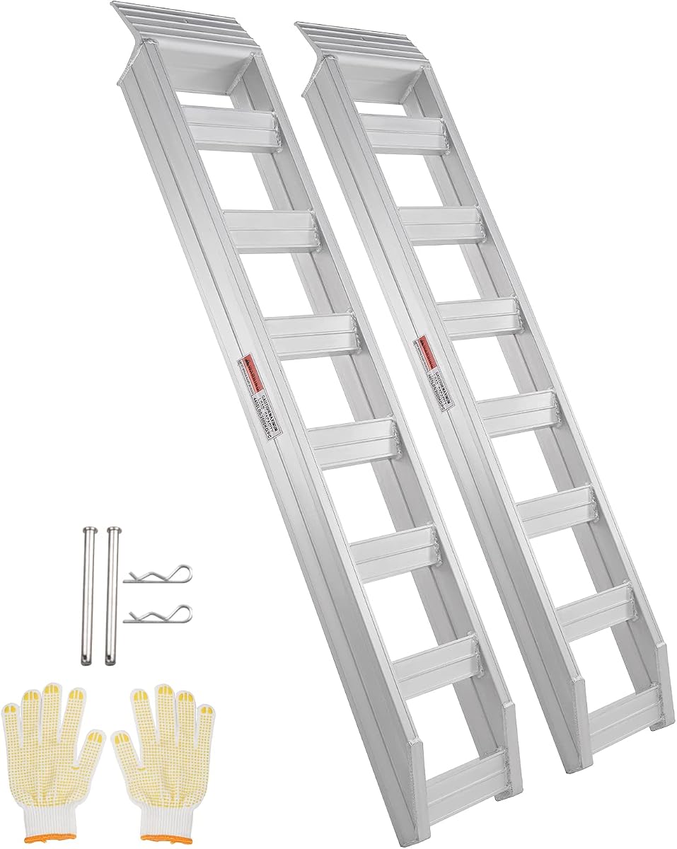VEVOR Rampas de aluminio, 8810 libras, rampas resistentes con extremo de fijación de gancho superior, rampa de carga universal para motocicleta, tractor, ATV/UTV, camiones, cortacésped, 72" L x 15" W, 2 piezas | Rampa de carga universal con extremo de fijación de gancho superior, para motocicleta, tractor, ATV/UTV, camiones, cortacésped