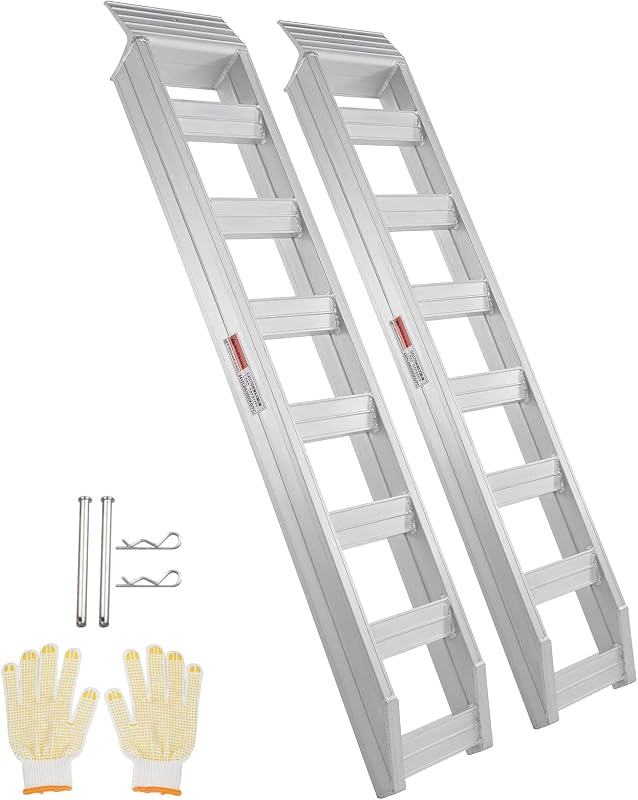 VEVOR Rampas de aluminio, 8810 libras, rampas resistentes con extremo de fijación de gancho superior, rampa de carga universal para motocicleta, tractor, ATV/UTV, camiones, cortadora de césped, 72" L x 15" W, 2 piezas | Rampa de carga universal con extremo de fijación de gancho superior, para motocicleta, tractor, ATV/UTV, camiones, cortadora de césped