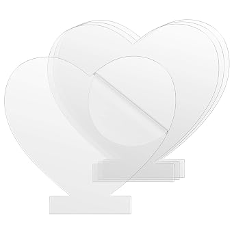 Gartful 4PCS Acrylic Sheets for Light Base, Clear Cast Plexiglass Board, 0.08"2mm Thick Plastic Glass Panel with Protective Film for LED Light Base, Table Sign, DIY Display Project, Heart Shape