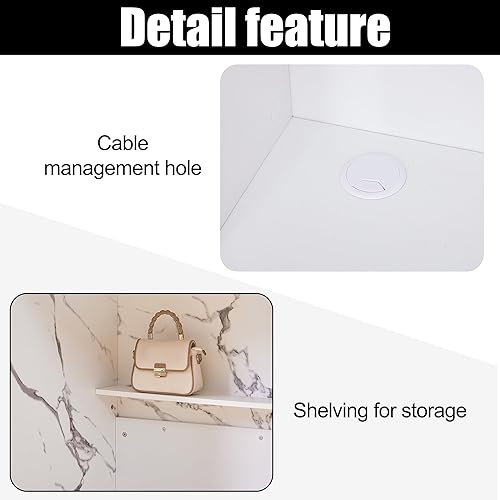 Miniatura 4 de Escritorio de recepción grande de 86.8 pulgadas, moderno mostrador de pago con cajón con cerradura, bandeja para teclado y estantes, escritorio de