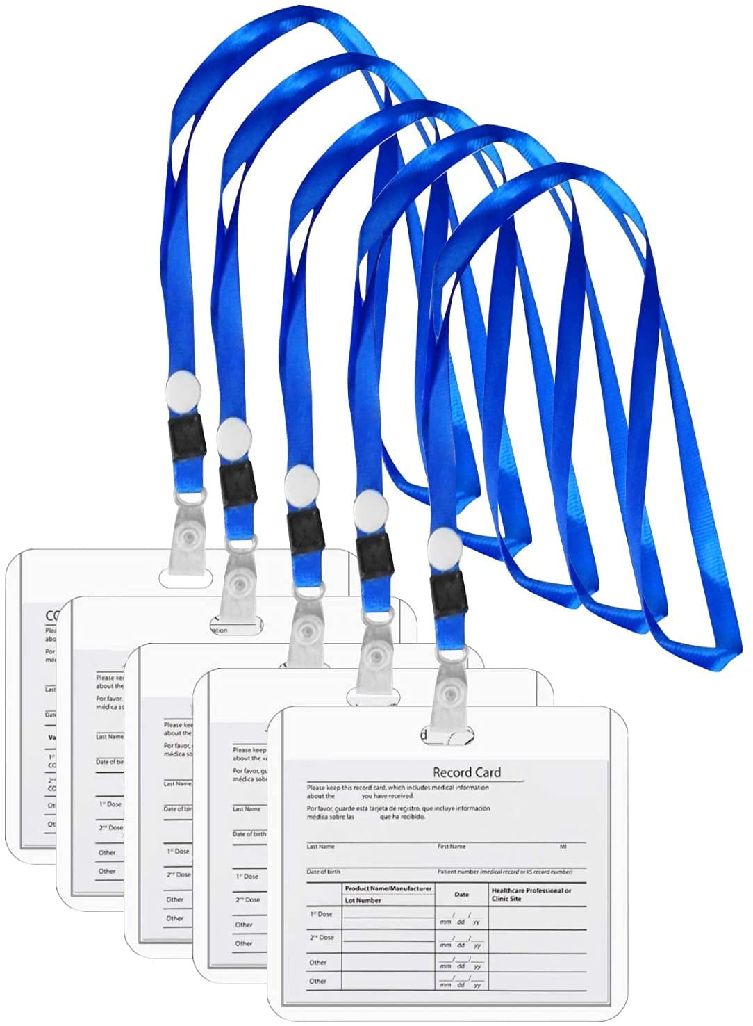 Photo 1 of CDC Vaccination Card Protector with Lanyard, Immunization Record Vaccine Card Holder, Waterproof (4? x 3?, 5 Pack)