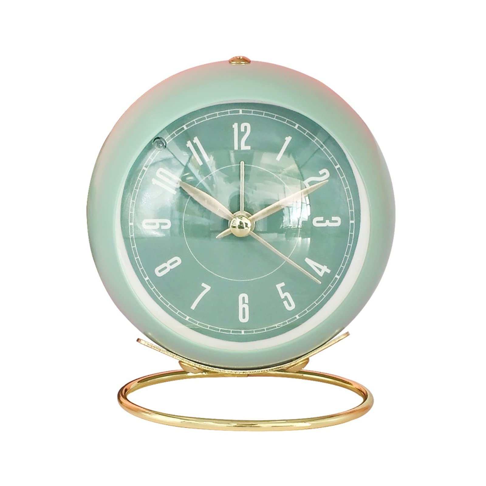 BMKGODN alarm clock， Creative Mute Lazy Mechanical Bell Clock with Night Light,Battery Operated Loud Alarm Clocks(Green)