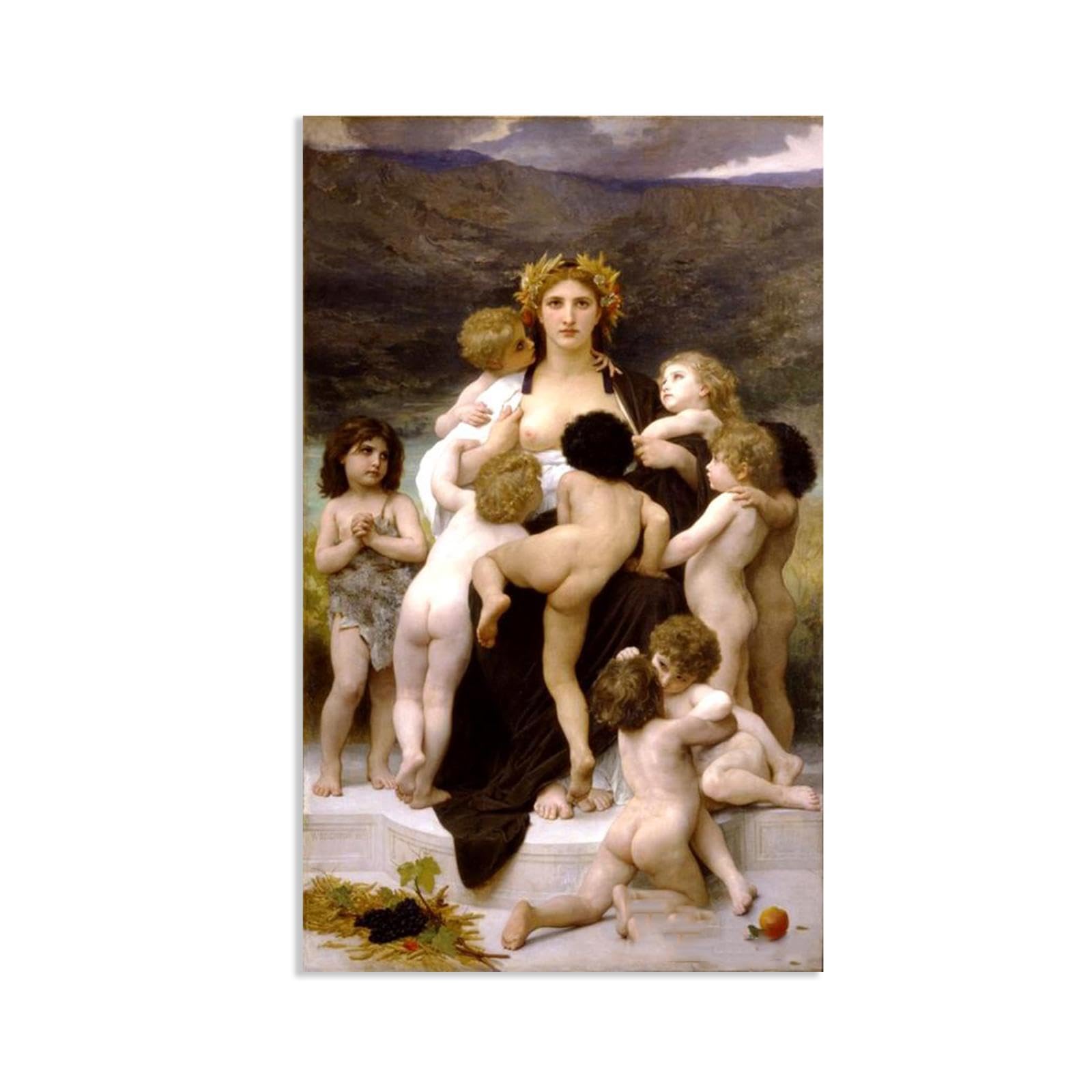 Rxnhgjds Unframed William-Adolphe Bouguereau Wall Art The Motherland Classical Art Prints Picture Famous Artwork Wall Decor For Living Room Bedroom Bathroom Home Decor 120X70cm Frameless