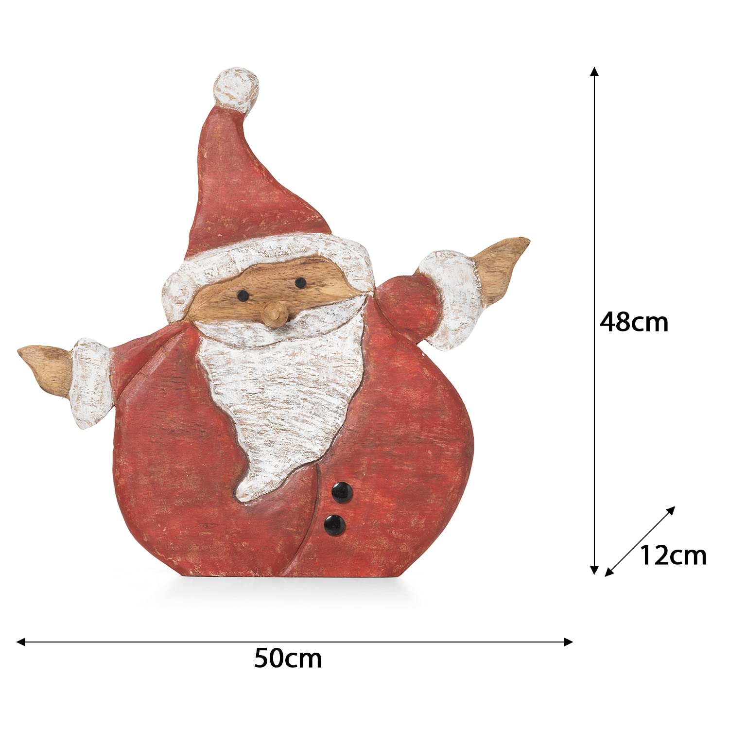 Moritz Weihnachtsmann Holzfigur ca. 48 cm – Mangoholz Nikolaus rot Santa