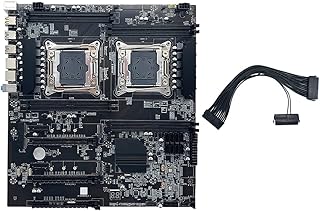 Scheda Madre X99 Dual-Socket Mining con di Avvio a Doppia Alimentazione a 24 Pin LGA2011-3 Dual CPU DDR4 Slot di Memoria 8X SATA2.0