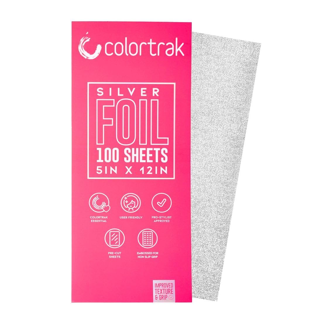 Colortrak Embossed Hair Coloring Foil Sheets, Professional, Convenient 5 x 16 inch Extra Long Pre-cut Sheets, Easy to Grab During Processing, Silver,