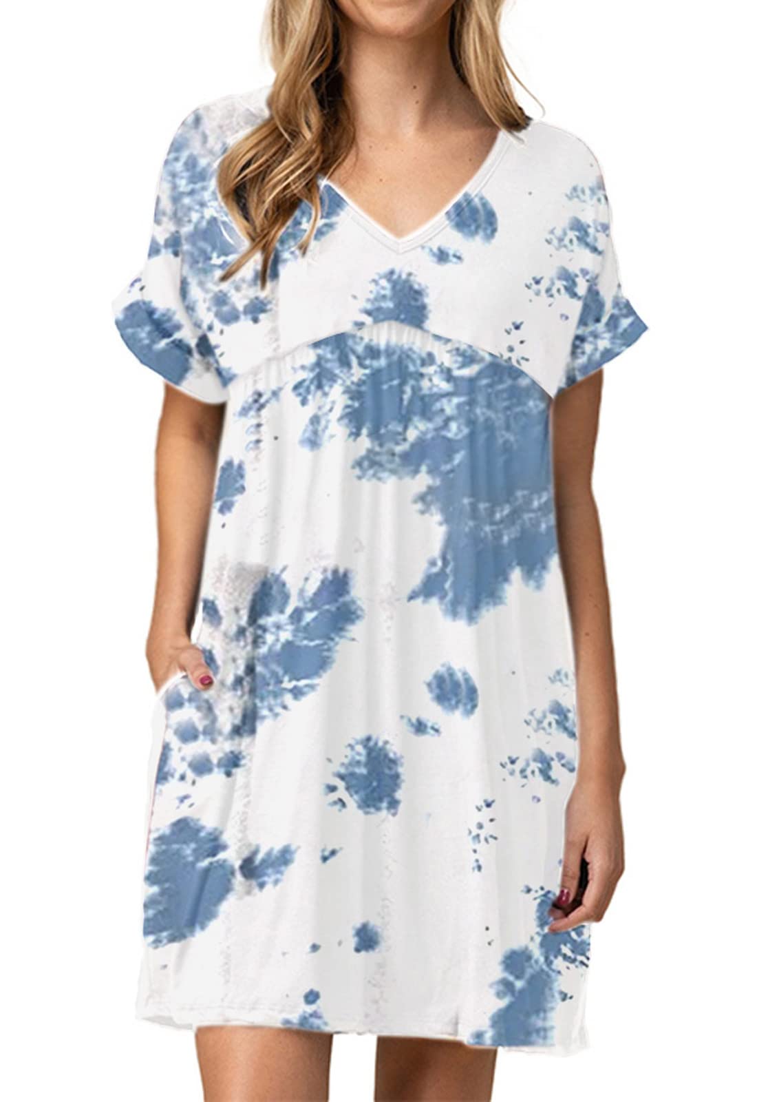 Jayscreate Women's Baby Doll Summer Casual T Shirt Flowy Short Sleeve Dress