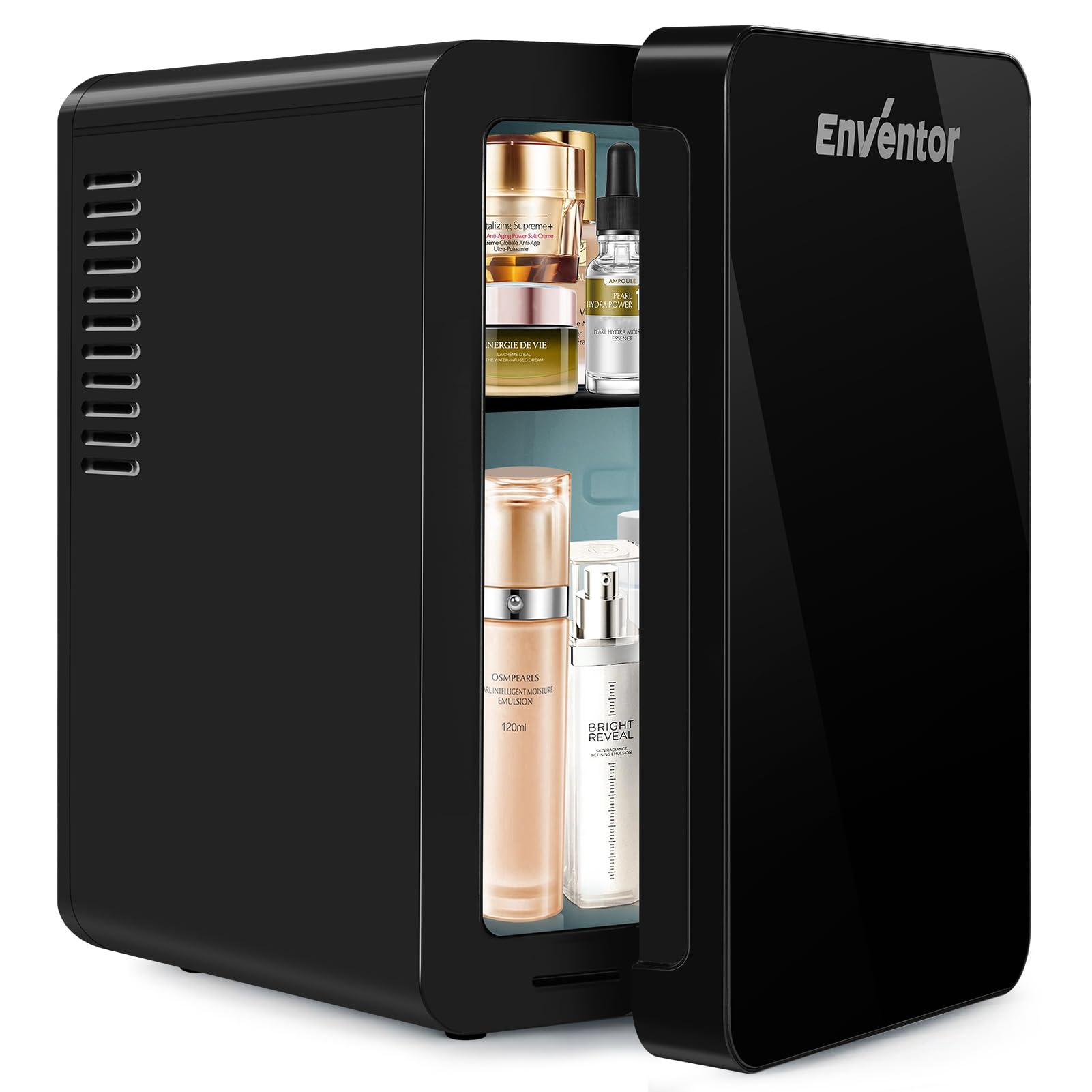 Enventor Mini Fridge 6 Litre, 8 Can Mini Fridges for Bedrooms, AC+12V DC Power Cooler & Warmer, Portable Small Fridge for Car, Travel, Home/Skincare, Makeup, Cosmetics/Drinks, Fruit, Food, Black — view 9