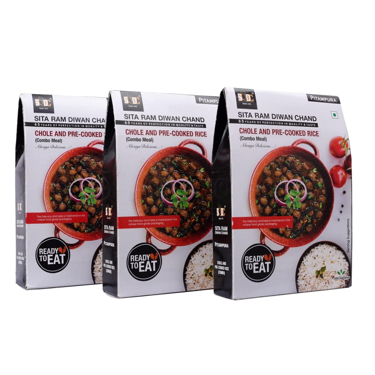 Sita Ram Diwan Chand Ready To Eat Chhole and Cooked Rice 300 Gram each | No Preservatives | No Artificial Flavors | 100% Natural Ingredients & Vegetarian | Tasty Snacks - Pack of 3 (B0CQPF28LC) Amazon Price History, Amazon Price Tracker