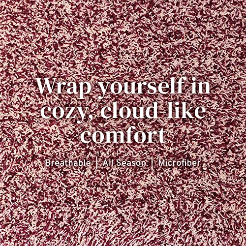 Big Blanket Co® Premier Plush™ Plum Heather | Ultra-Plush Fluffy Blanket | 100 Square Feet | Breathable, Microfiber Blanket That Wraps You In Cloud-Like Comfort | Blankets That Redefine King-Size #TOP4