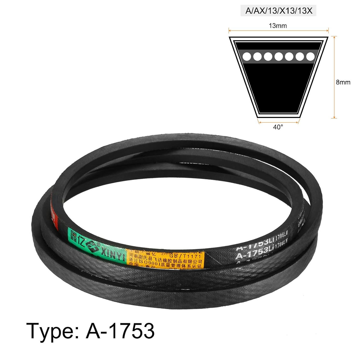 uxcell A1753 V-Belts 1753mm Inner Girth 13mm Top Width 8mm Thickness A-Section Rubber Drive Transmission Belt