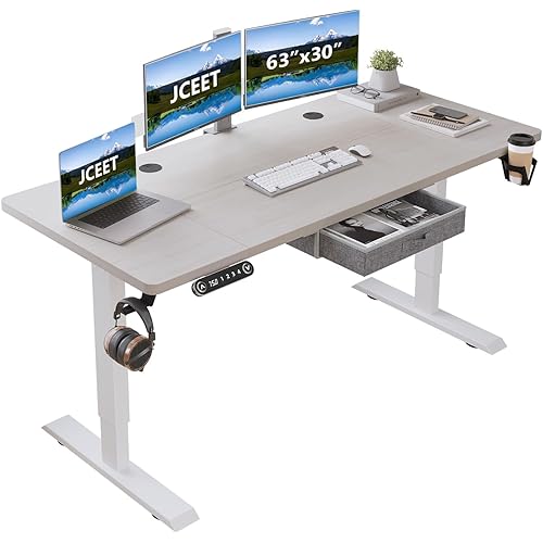 Electric Standing Desk with Drawer, 63x30 Inches, Modern Style, Perfect for Home or Office Use