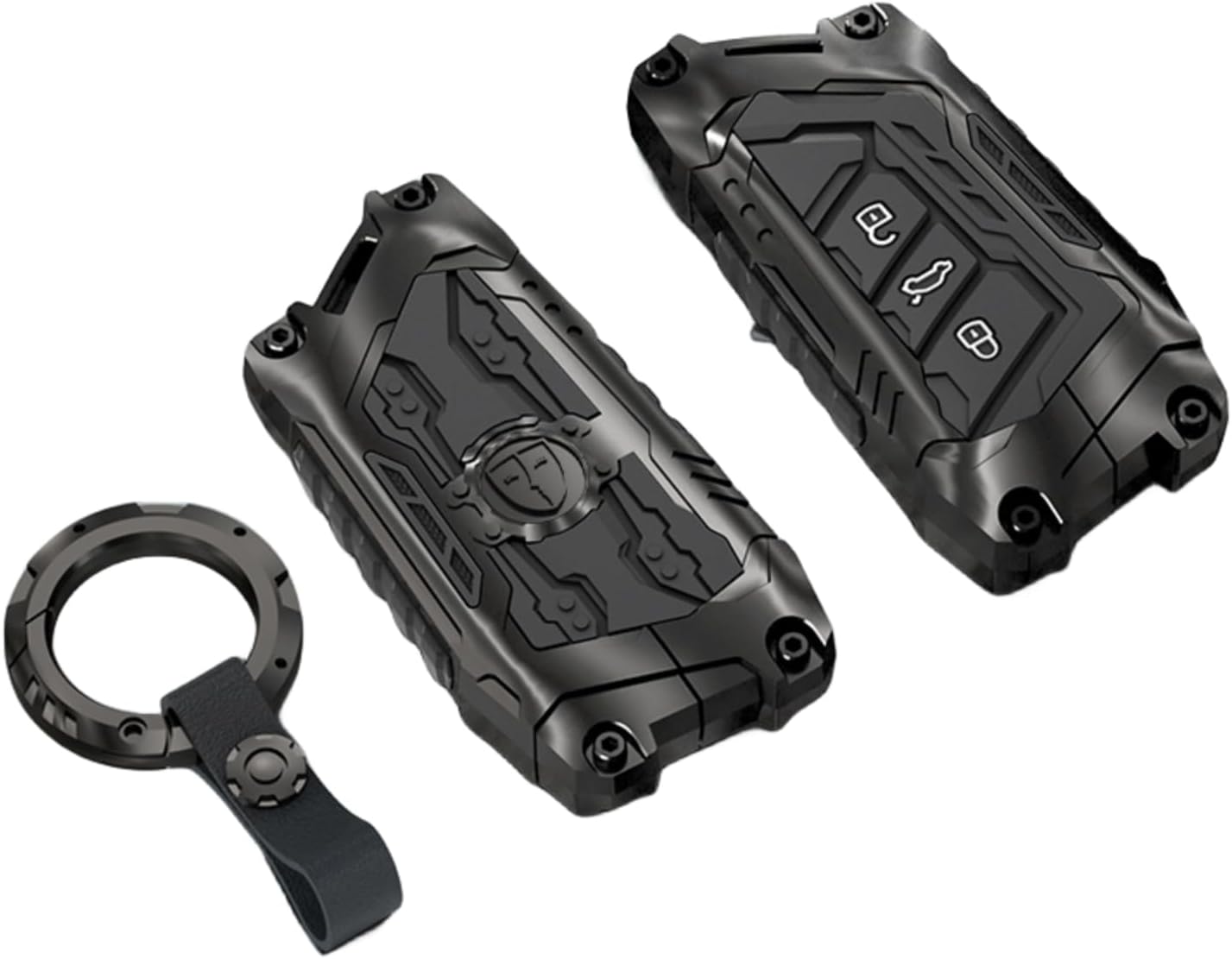 Heavy Metal Key Fob Cover Case Protector for Volkswagen, Keychain, Accessories for VW Volkswagen Tiguan Taos Atlas Jetta Passat Arteon Atlas Cross Sport Golf Alltrack (Type E -Black)