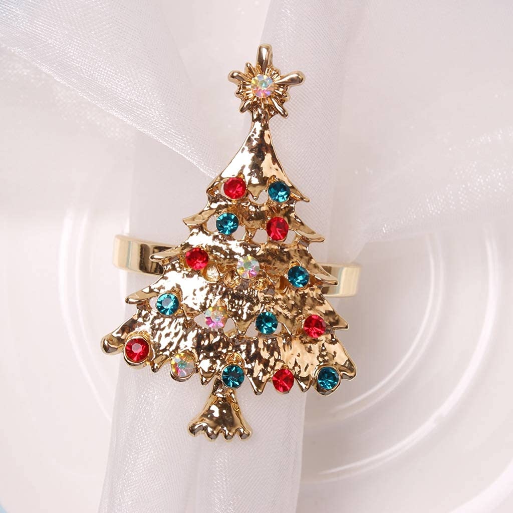 High-End-Weihnachtsbaum-Serviettenring-Bogen-Blumenkranz-Mundring-Hotel-Musterraum-Set-Tabellen-Weihnachtsserviettenschnalle (B)