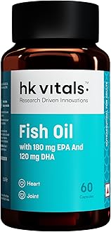 hk vitals Fish Oil For Men And Women (60 Capsules) | 1000mg Omega 3 with 180mg EPA & 120mg DHA | For Brain, Heart, Eyes, and Joints Health