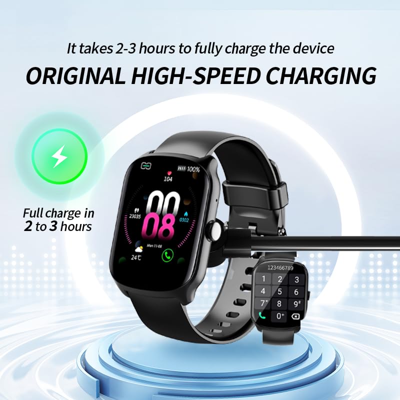 [2 Pack] for Qecnato S68 1.95 Inch Smart Watch Charger, Magnetic Replacement USB Charging Cable Compatible with STECEi S68 Smart Watch Accessories(Black)