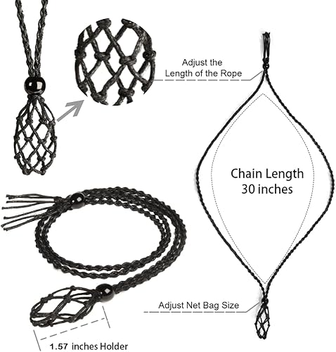 Miniatura 2 de 24 piezas de collar de cristal ajustable collar de piedra de cristal colgante collar cordón tejido a mano collar cuerdas para hacer joyas