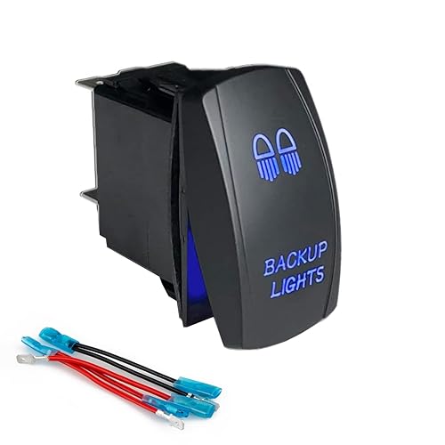 Interruptor para luz LED de 5 pines con luz de encendidoapagado, luz LED azul 20 A12 V 10 A24 V con cables de puente para automotor, barco, camión,