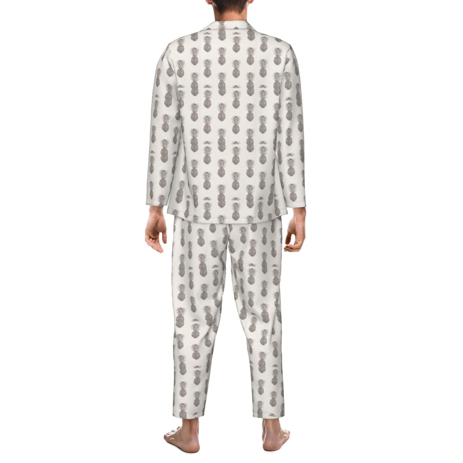 Bella stampa ananas da uomo a maniche lunghe pigiama set pigiameria due pezzi casa viaggio vestito pantaloni lounge