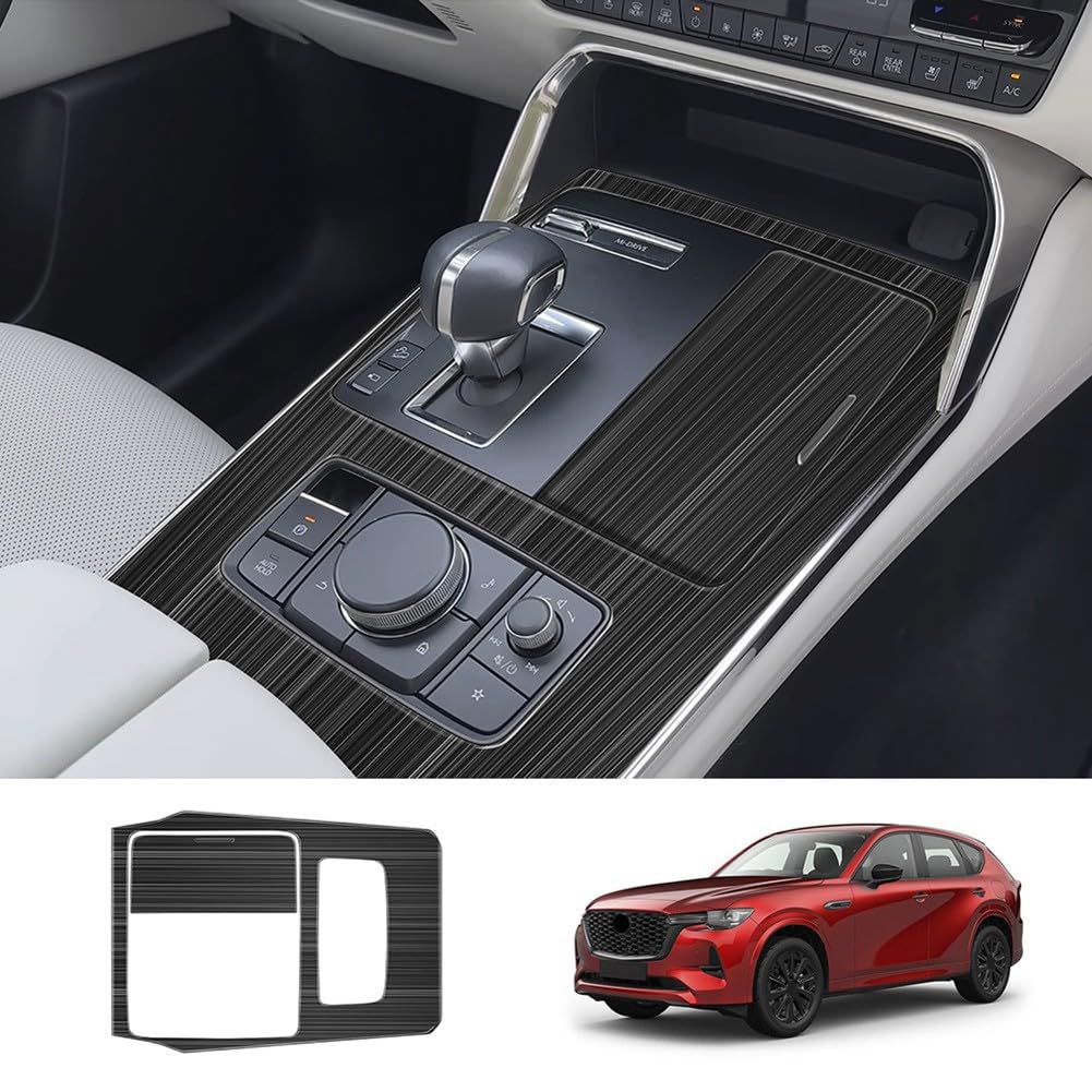 Edelstahl Schalttafel Rahmen Abdeckung Verkleidung für Mazda CX-60 2022-2024 Schwarz Interieur Konsole Dekoration LHD