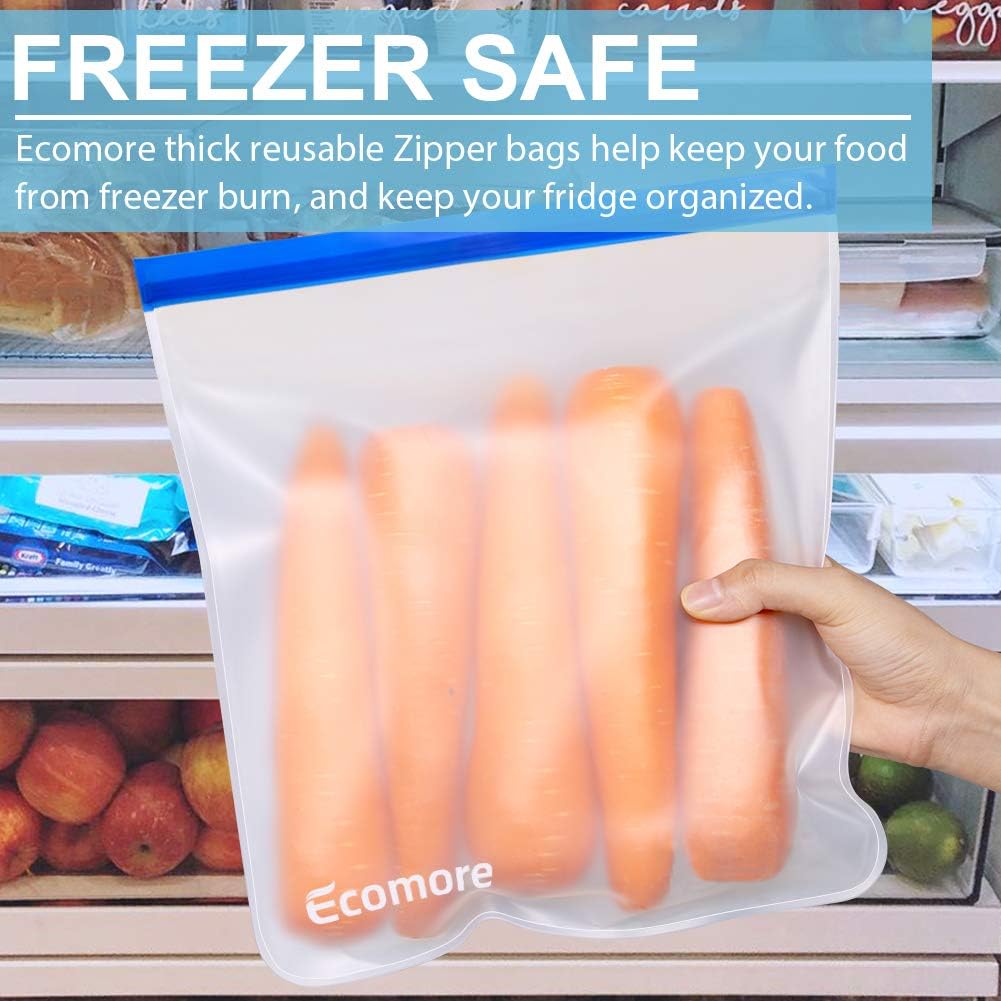 Ecomore Reusable 2 Gallon Freezer Bags - 3 PCS 2 Gallon Food Storage Bags LEAK-PROOF EXTRA THICK Reusable Lunch Sandwich Bags for Meat, Vegetable, Fruit, Oat, Toy, Snack, Home Organization image 4