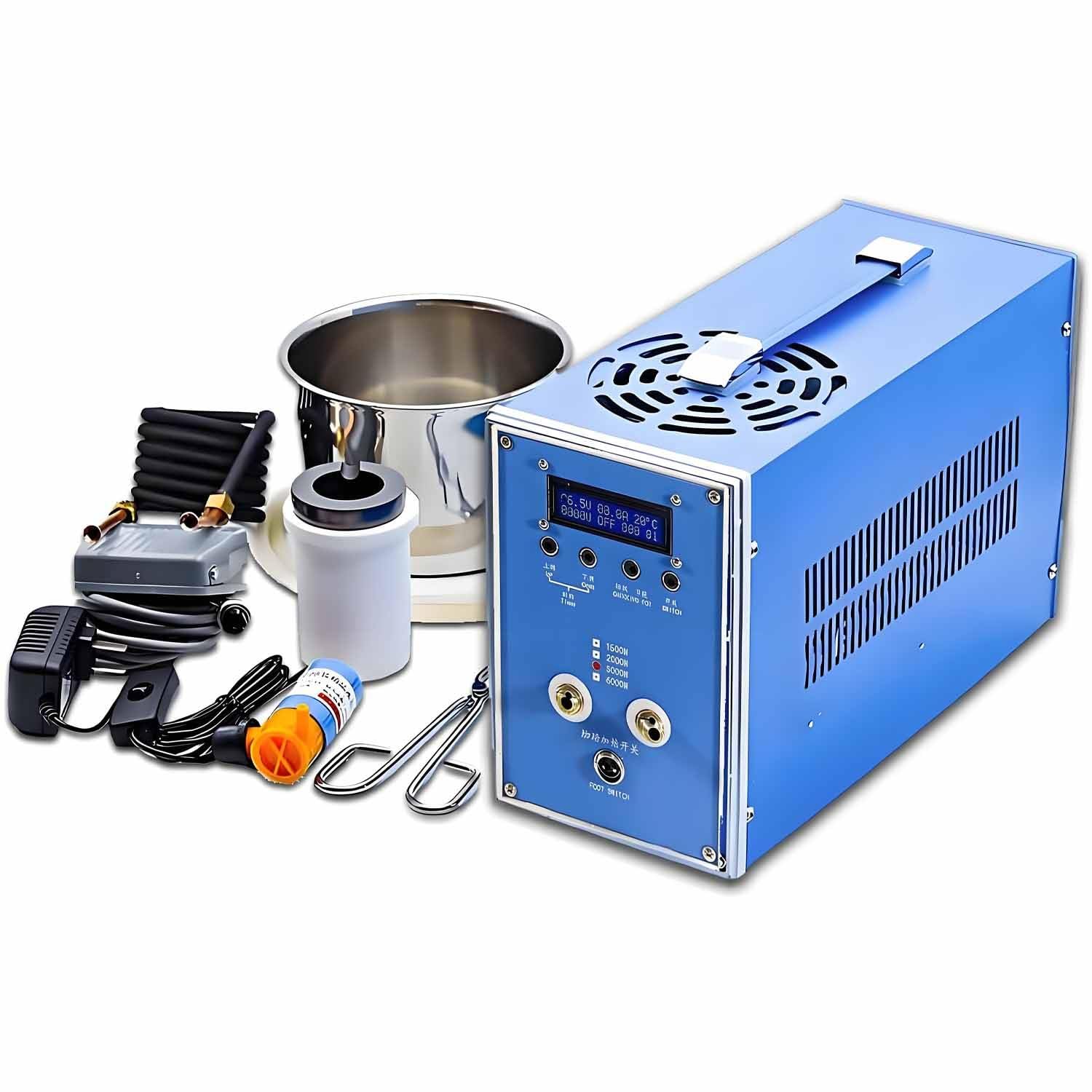 Máquina de calentamiento por inducción de alta frecuencia,horno de fundición de metales,sistema de protección automático,para fundición de plata y oro,recocido continuo de alambre de acero 3000W
