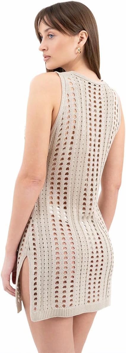 Swimsuit Coverup for Women Bathing Suit Cover Ups Crochet Beach Summer Outfit Tank Dress Hollow Out Bikini Cover Up - Image 3