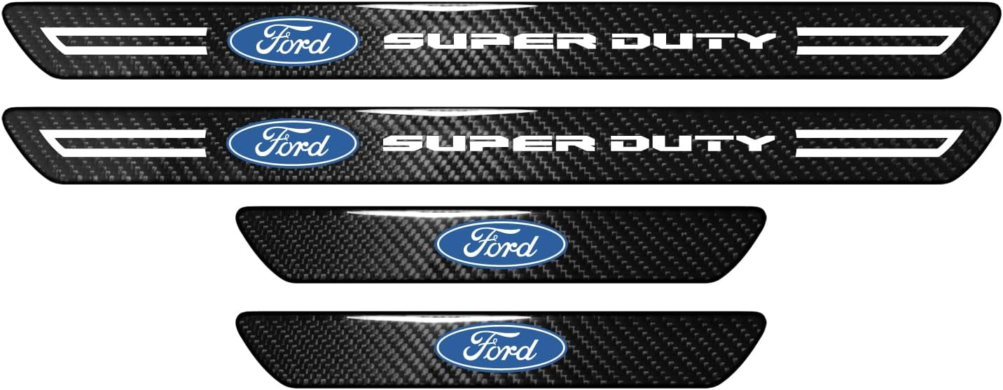 iPick Image for Ford Super-Duty Real Carbon Fiber 4 Pcs Universal Door Sill Step Protector Guard Decal Plates Guard - Official Licensed