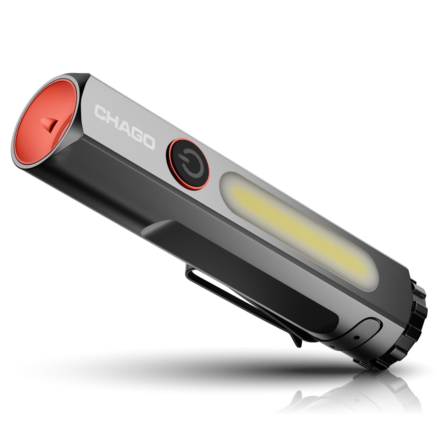 CTR CHAGO - Torcia tascabile a LED, ricaricabile, magnetica, con doppia sorgente luminosa e modalità a doppio fascio, USB-C, clip da cintura, torcia compatta EDC per meccanica, riparazione auto