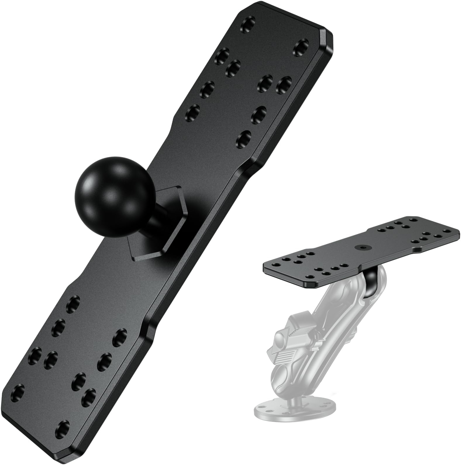 1'' Ball Fish Finder Mount, Aluminum Alloy Universal Marine Electronic Plate, Fit for RAM Mounts B Size 1 Inch Ball Double Socket Arm, Fit for Garmin, Lowrance, Humminbird, Raymarine and More