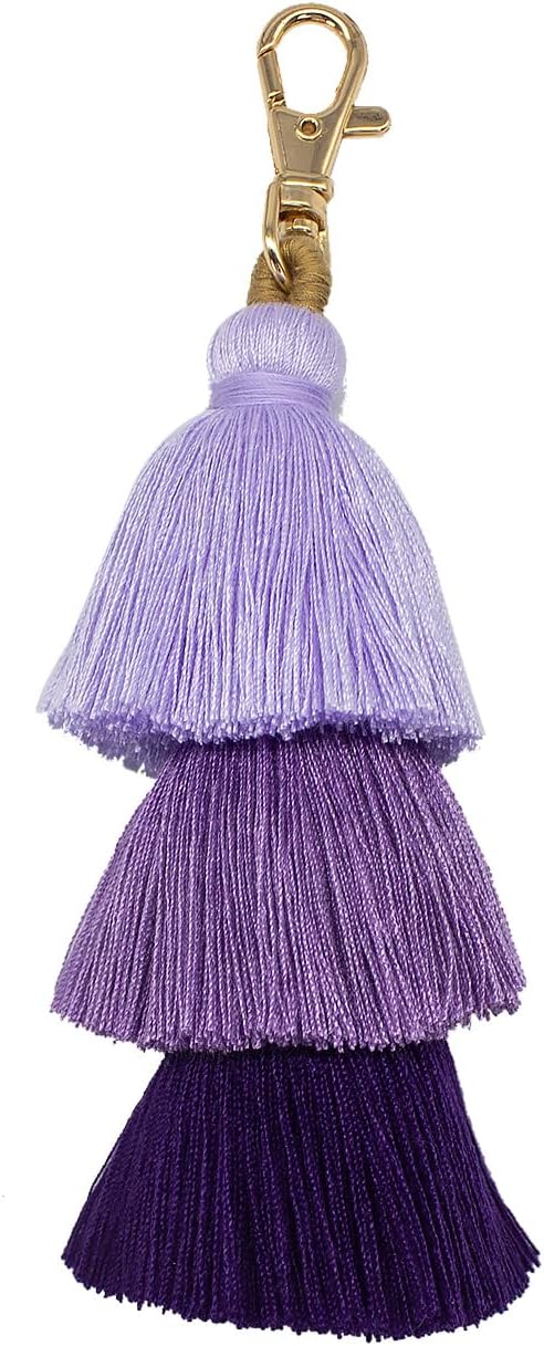 Colorful Tassel Keychain Bohemian Handmade Fringe Bag Charms Keyring Holder for Car Key Handbag Purse Backpack